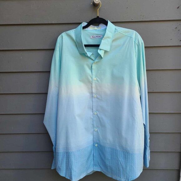 Tommy Bahama Blue Ombre Cotton Silk Button Down Shirt XL NWOT! - Picture 7 of 9